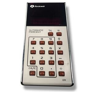 Vintage Rockwell 8R 8‑Digit Red LED Electronic Calculator Automatic Percent